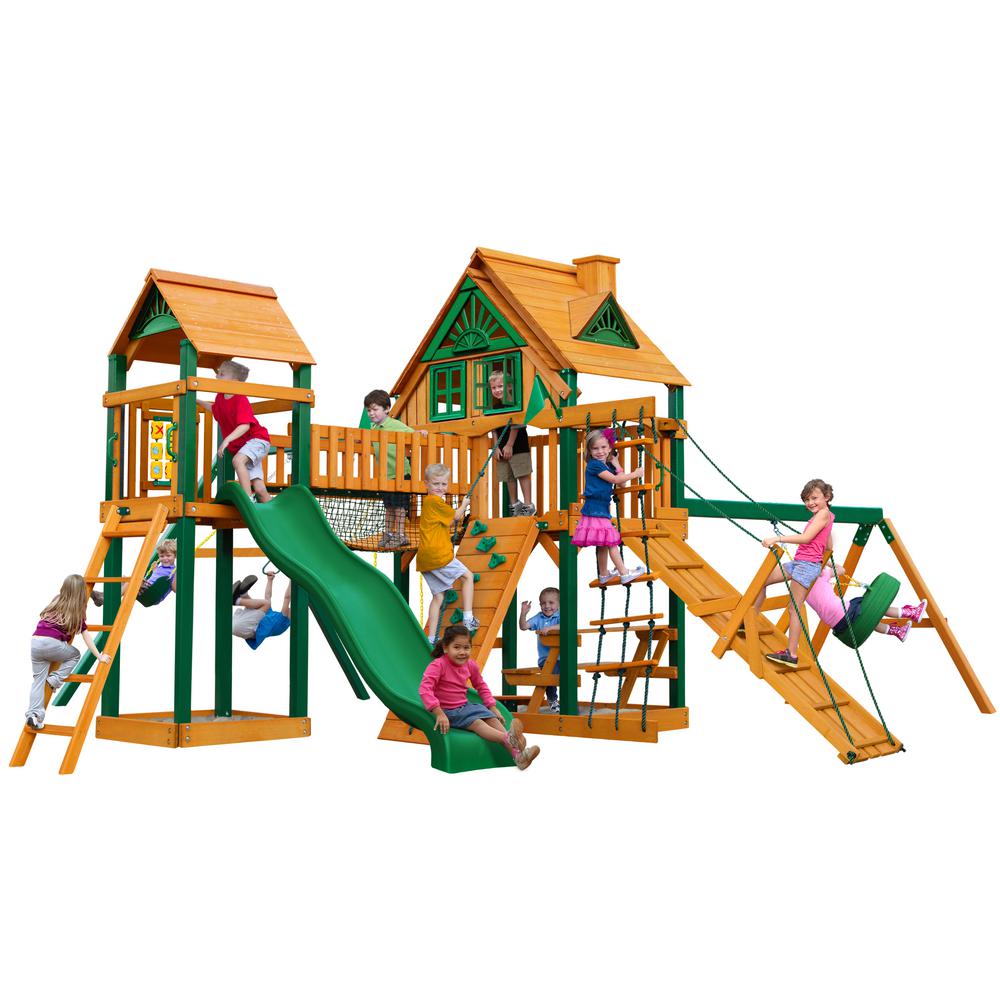 Gorilla Playsets Pioneer Peak Treehouse Swing Set with Timber Shield01