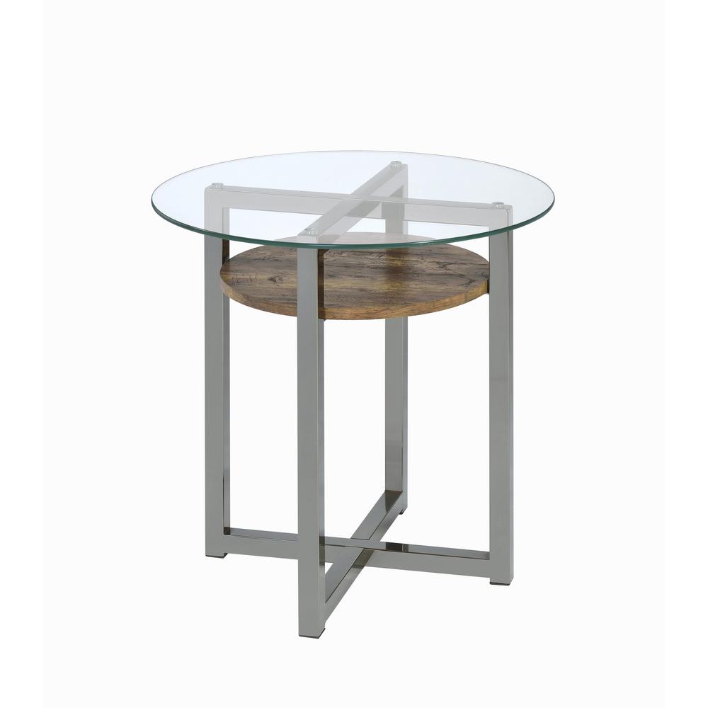 Black Gl End Tables Accent The Home Depot Janette Weather Oak Black Nickel And Clear Gl End Table Acme Furniture