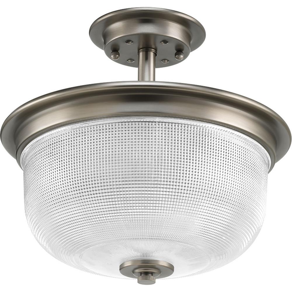 Progress Lighting Archie Collection 2 Light Antique Nickel Semi Progress Lighting Archie Collection 2 Light Antique Nickel Semi Flushmount