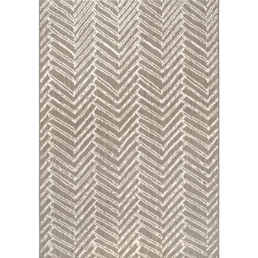 nuLOOM Macklin Contemporary Herringbone Brown 5 ft. x 8 ft. Outdoor Area RugOWDN32A53076 The