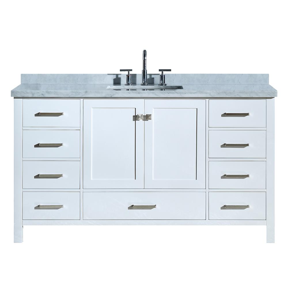 59 61 In Single Sink Ariel Vanities With Tops Bathroom Cambridge 61 In Bath Vanity White With Marble Top Carrara