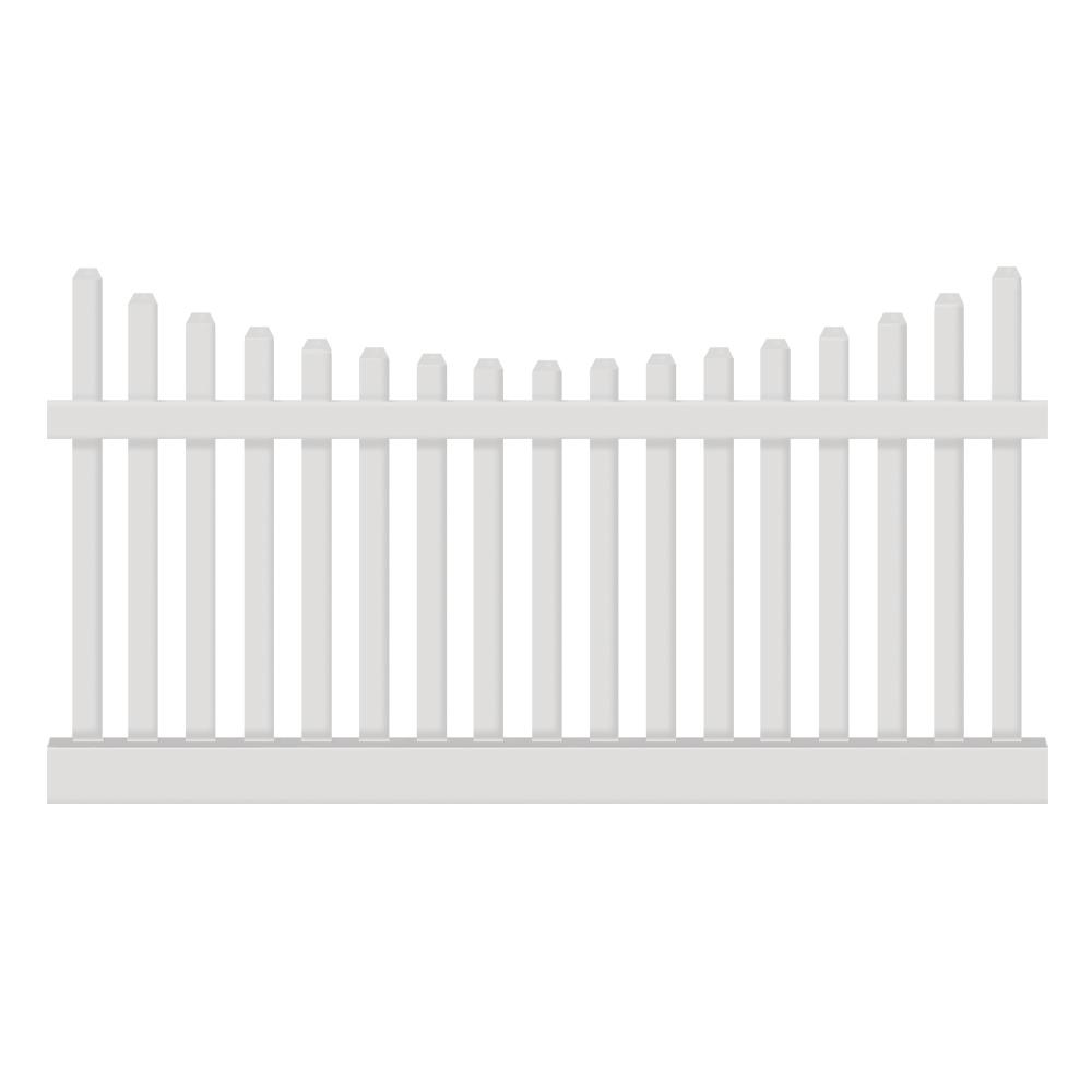 Weatherables Hampshire 4 Ft H X 8 Ft W White Vinyl Picket Fence Panel Kit Pwpi 3r5 5sc4x8 The Home Depot