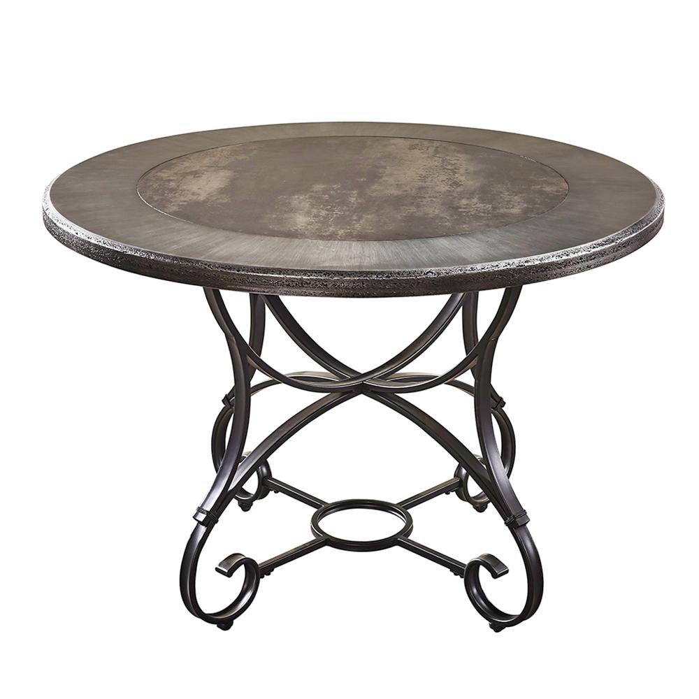 Modern Round Metal Kitchen Dining Tables Greystone Round Tile And Wood Top Dining Table