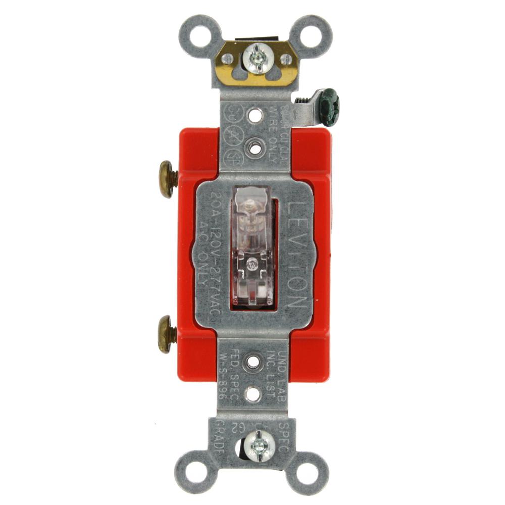 Leviton 20 Amp Industrial Grade Heavy Duty SinglePole Lighted Handle