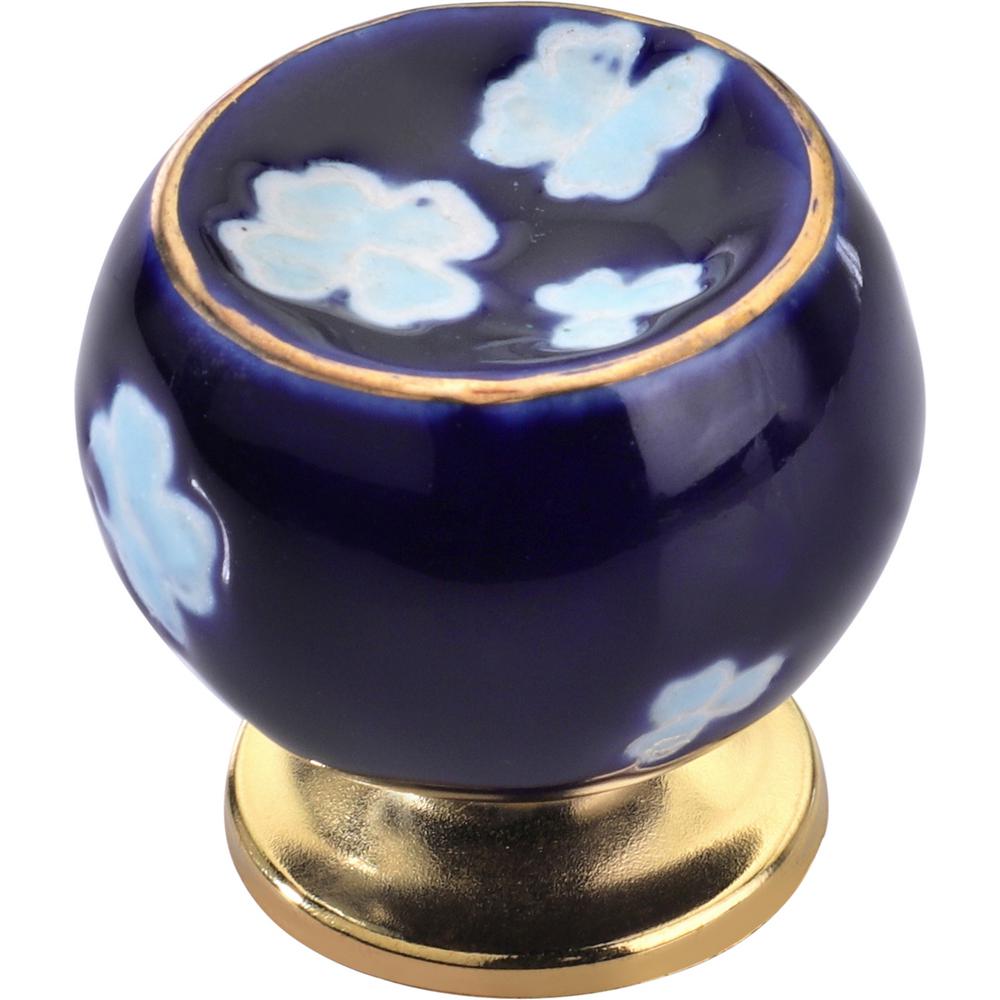 Mascot Hardware Tropical Flower 1 3 5 In Blue Cabinet Knob Ck651