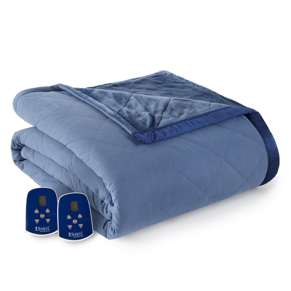 Micro Flannel Reverse to Ultra Velvet Queen Indigo Electric Comforter