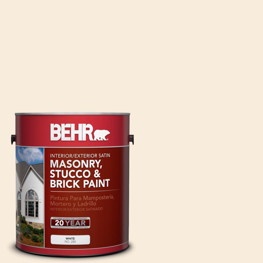 Behr 1 Gal 70 Linen White Satin Interior Exterior Masonry Stucco 70 Linen White Satin Interior Exterior Masonry Stucco And Brick Paint