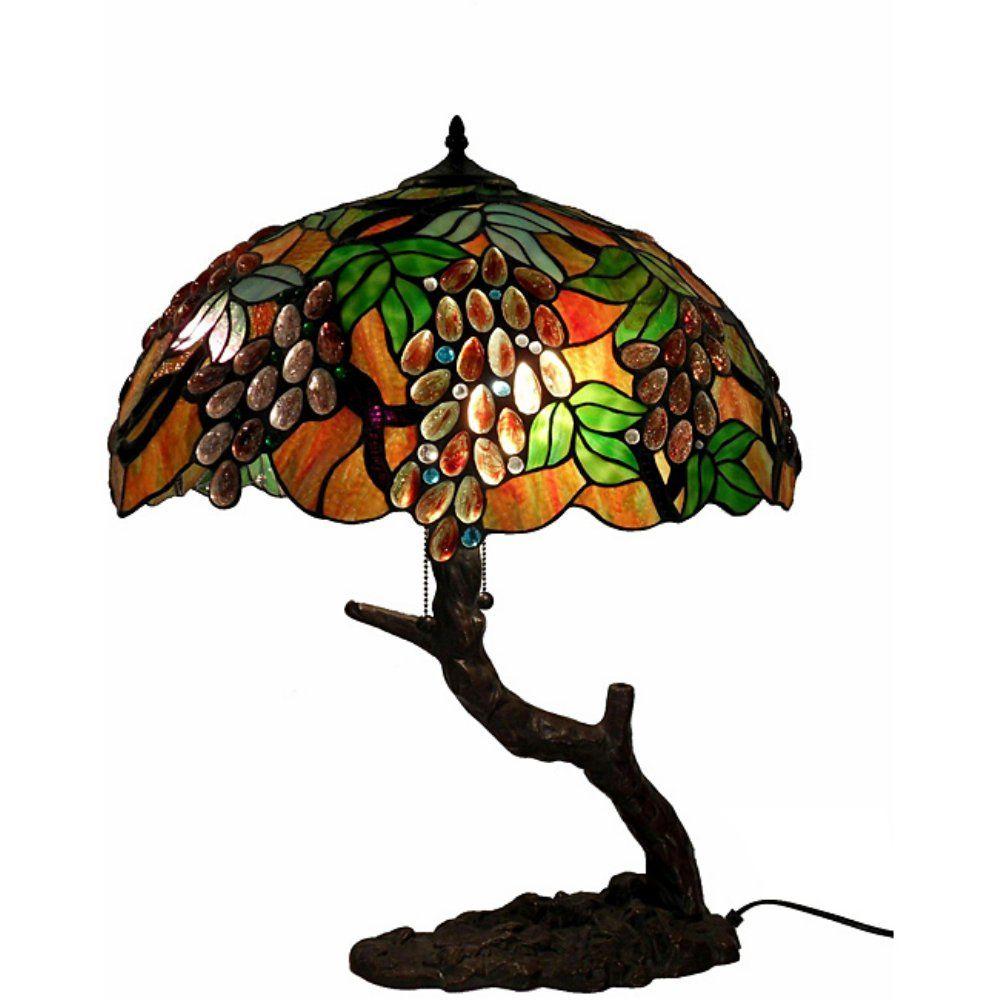 Rectangular Warehouse Of Tiffany Lighting The Home Depot Tree Grape Multicolored Brown Table Lamp