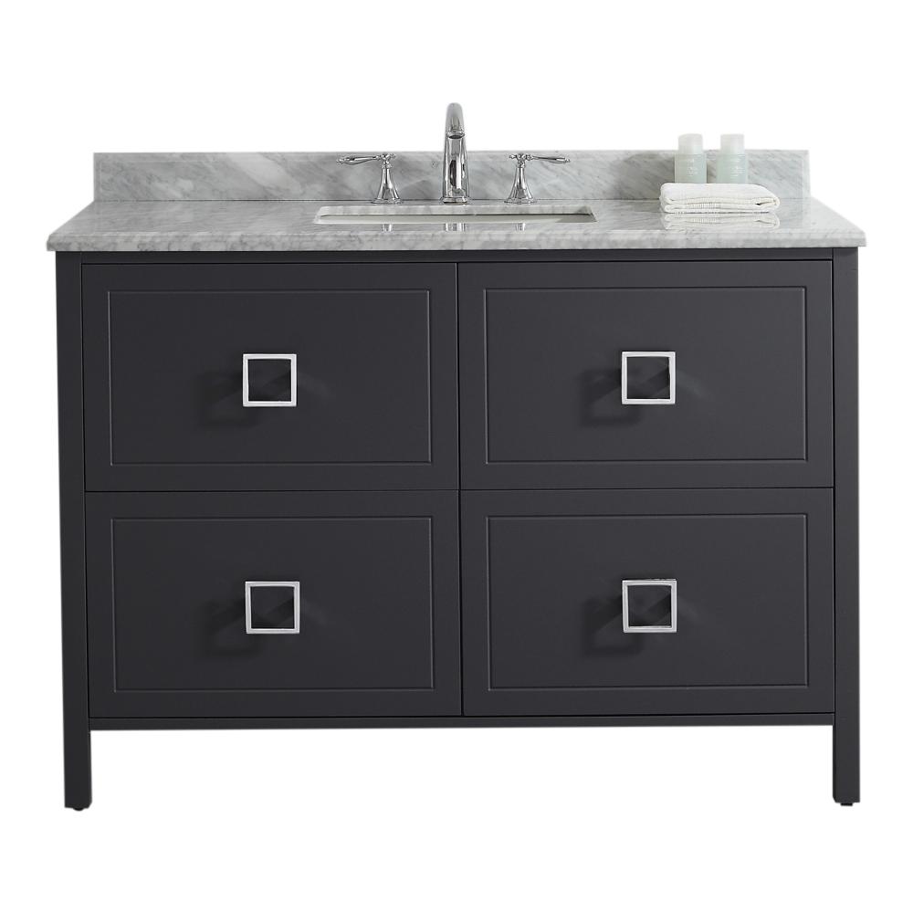 Drexel 48 In W Vanity In Charcoal With Marble Vanity Top In White With White Sink