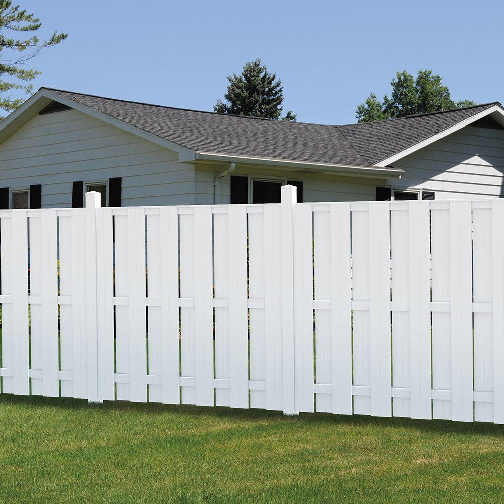 Veranda Palatine 6 Ft H X 6 Ft W White Vinyl Shadowbox Fence Panel Unassembled 128013 The Home Depot