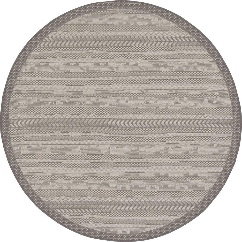 Unique Loom Outdoor Gray 6 ft. x 6 ft. Round Area Rug3127140 The