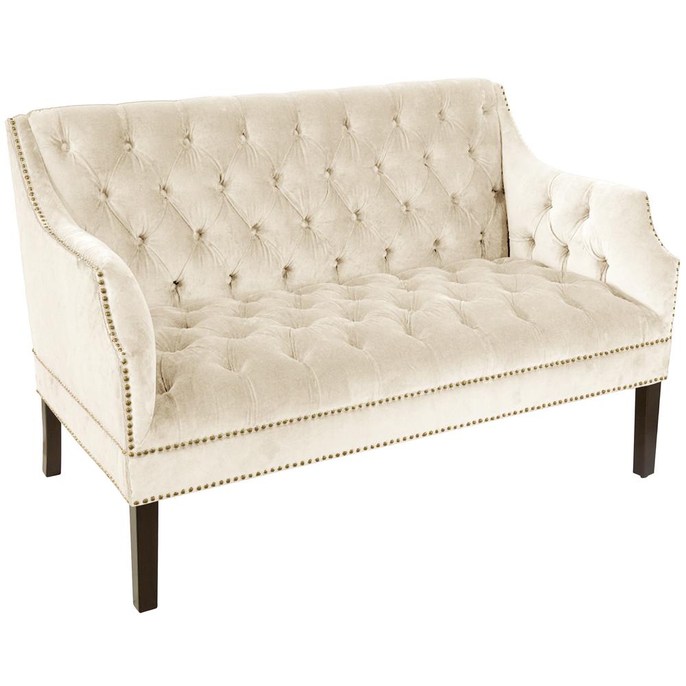 Regal Antique White Diamond Tufted Nail On Settee