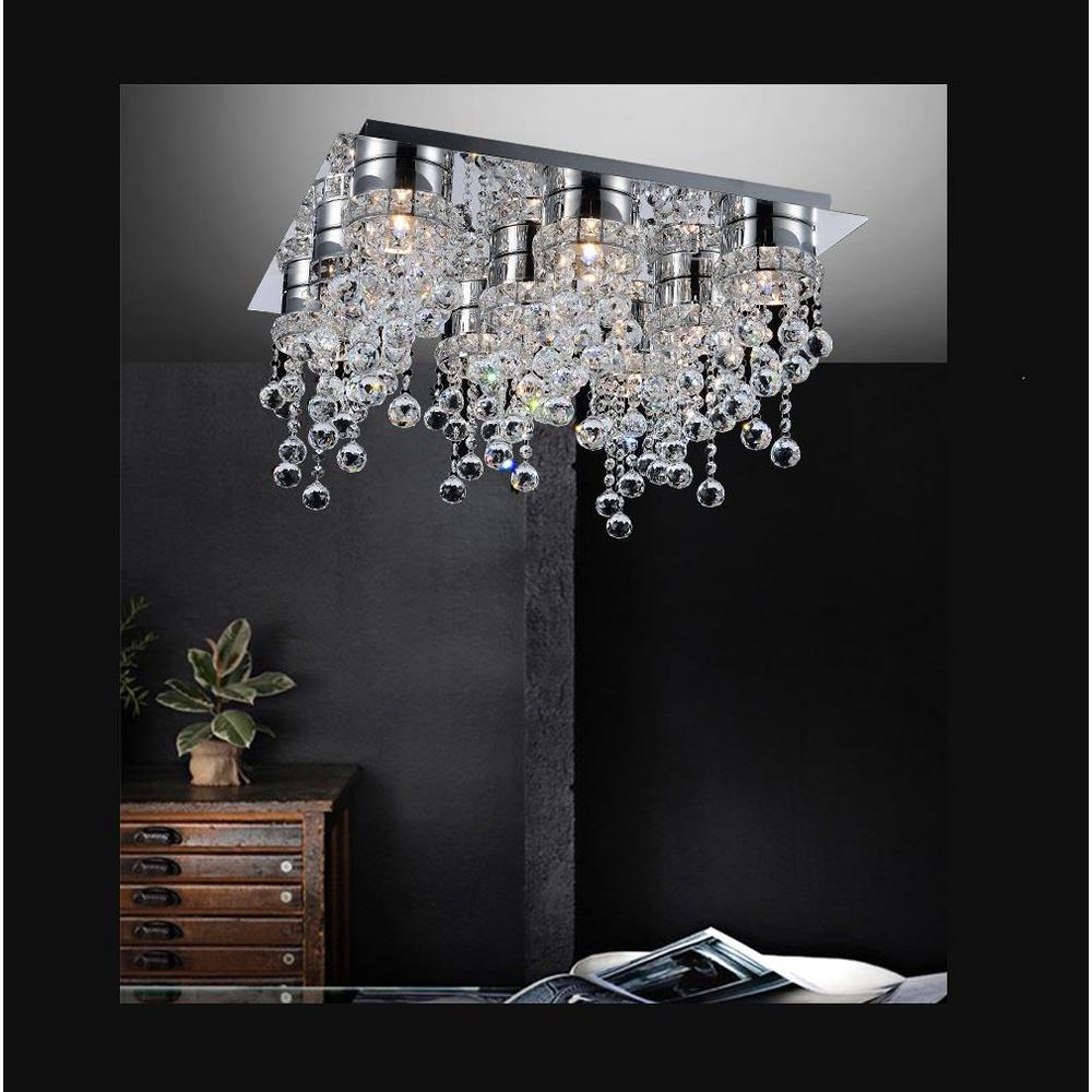 Crystal World Inc Flushmount Lights Lighting The Home Depot Monica 9 Light Chrome Flushmount