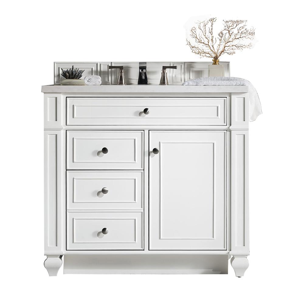James Martin Signature Vanities Bristol 36 In W Single Vanity Cottage White With Marble Top Carrara Basin