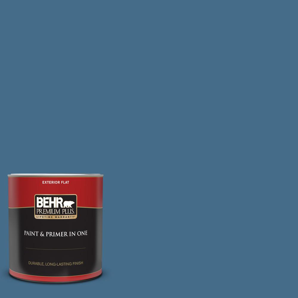 BEHR PREMIUM PLUS 1 qt. 570D6 Neptune Blue Flat Exterior BEHR PREMIUM PLUS 1 qt. 570D6 Neptune Blue Flat Exterior