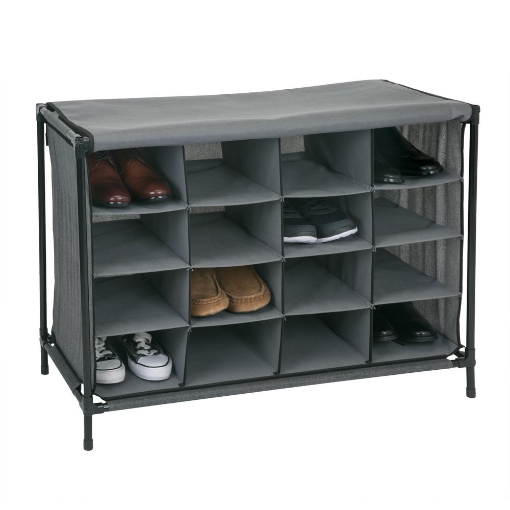 16 Compartment Grey Shoe Cubby 