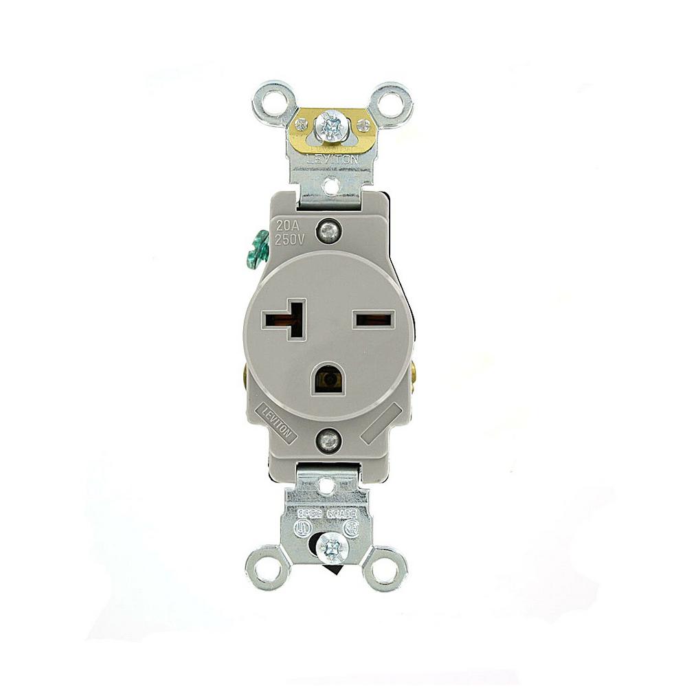 Leviton 20 Amp Industrial Grade Heavy Duty Self Grounding Single Outlet