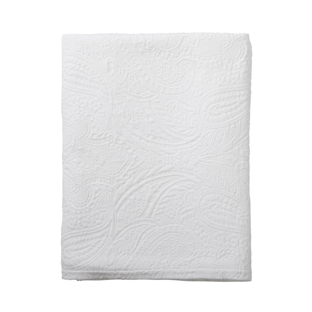 The Company Store Hillcrest Matelasse White Queen Coverlet 50172QQ