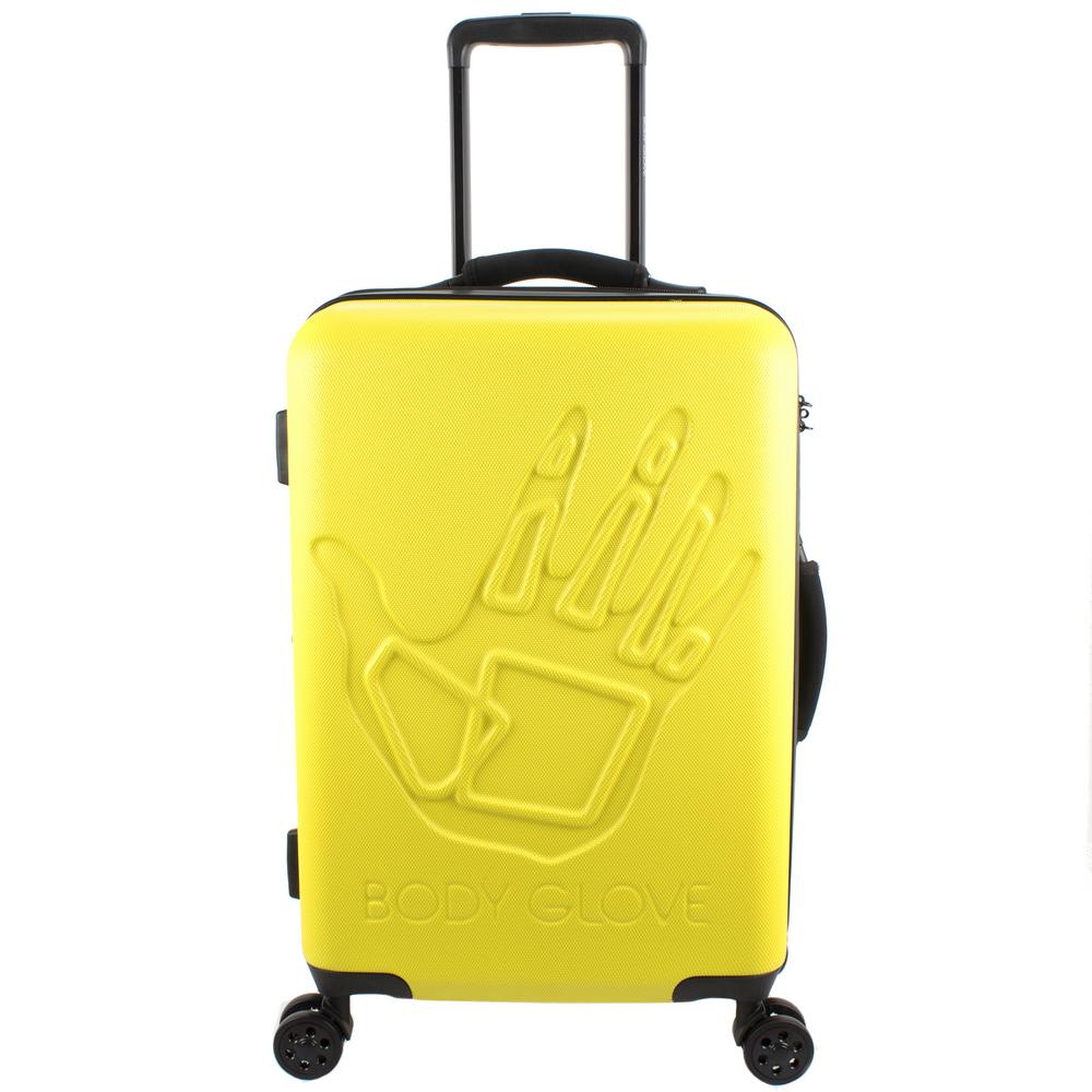 yellow hardside luggage