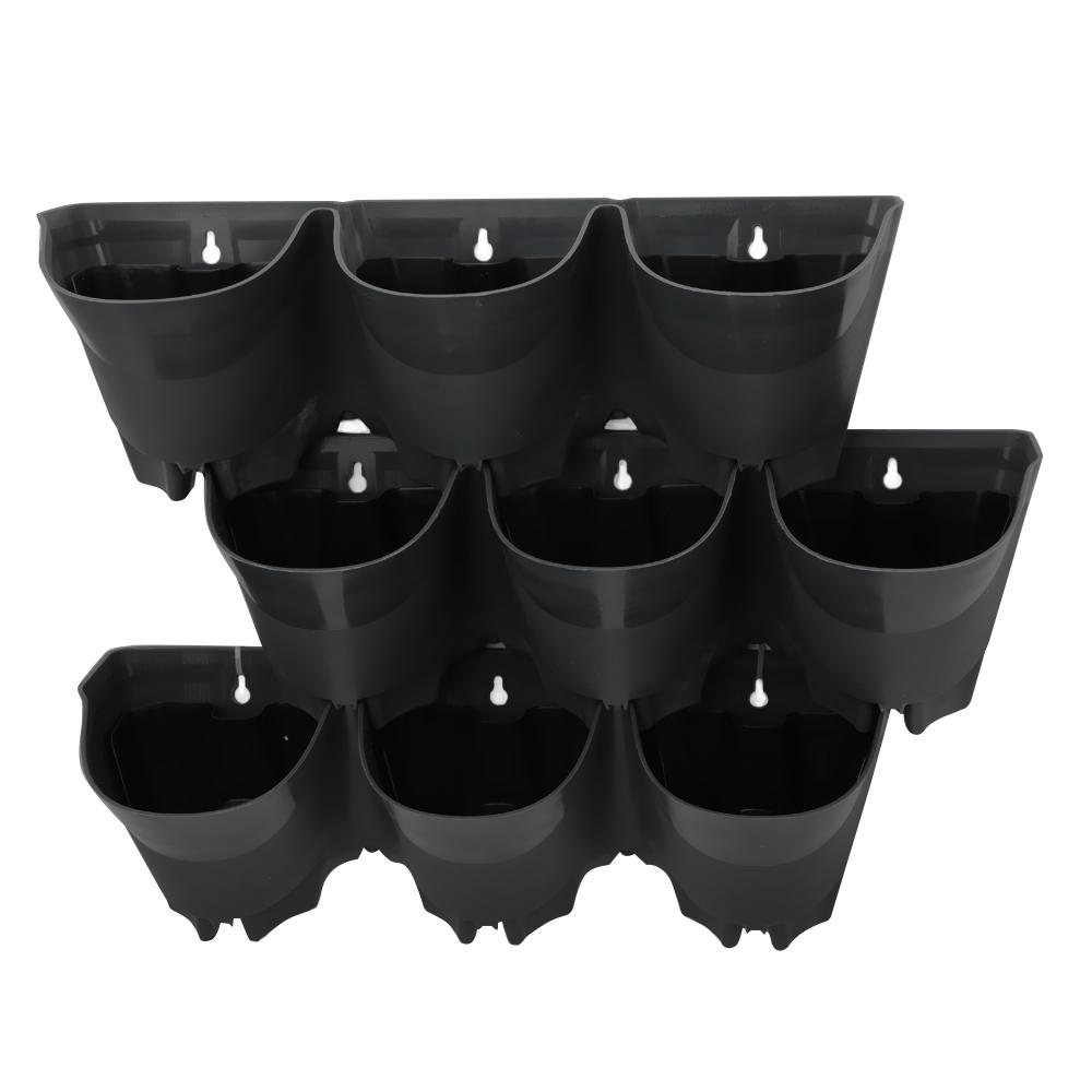Worth Garden 20 in. L x 7 in. W x 7 in. H Black Plastic 3Pocket SelfWatering Vertical Wall