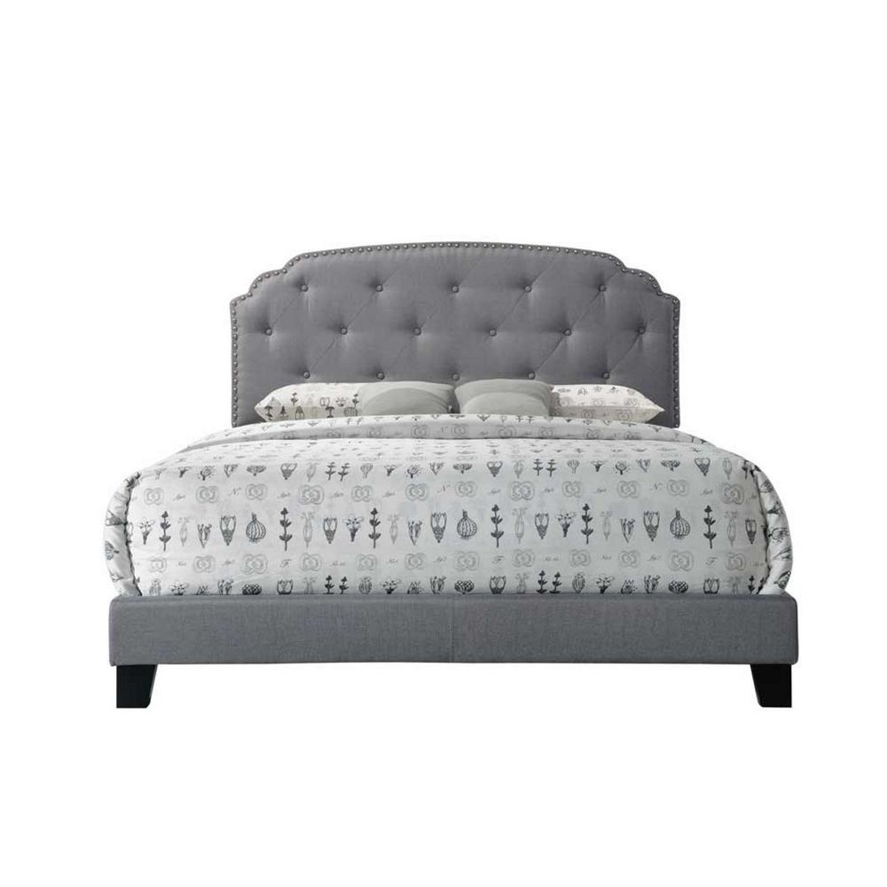Acme Furniture Tradilla Gray Fabric Queen Bed 26370q The Home Depot Tradilla Gray Fabric Queen Bed