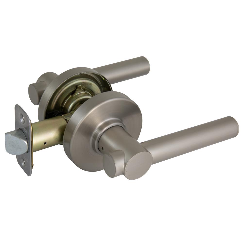 Defiant Woodbridge Satin Nickel Passage Door Lever With Round Rose Lp2x203c The Home Depot 1896