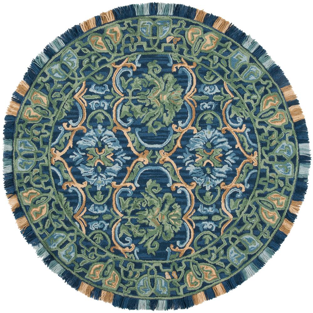Safavieh Blossom Navy Green 6 Ft X Round Area Rug Blm422a Safavieh Blossom Navy Green 6 Ft X