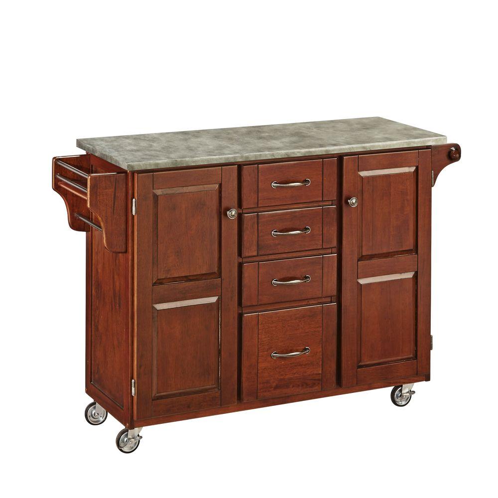 UPC 095385013141 product image for HOMESTYLES Create-a-Cart Cherry Kitchen Cart With Concrete Top, Cherry with Conc | upcitemdb.com