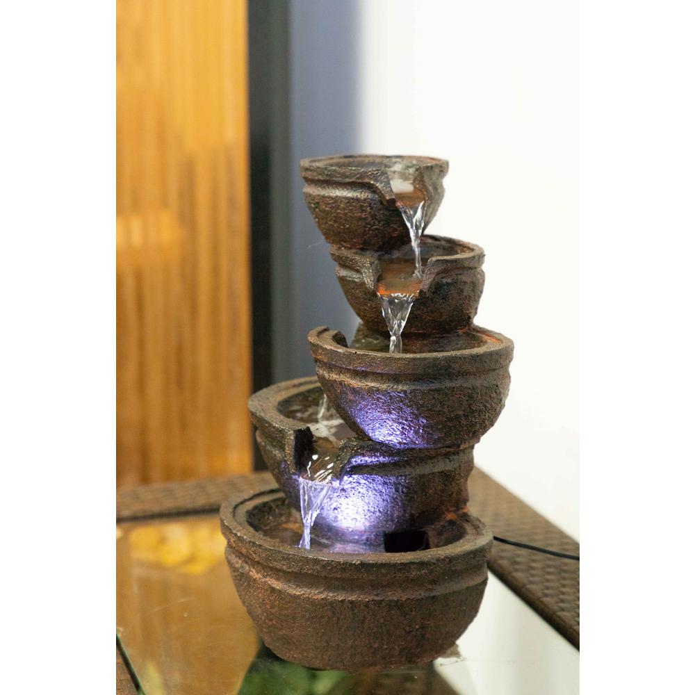 Alpine 36 in. 6 Hanging Cup Tier Layered Floor FountainMAZ254 The