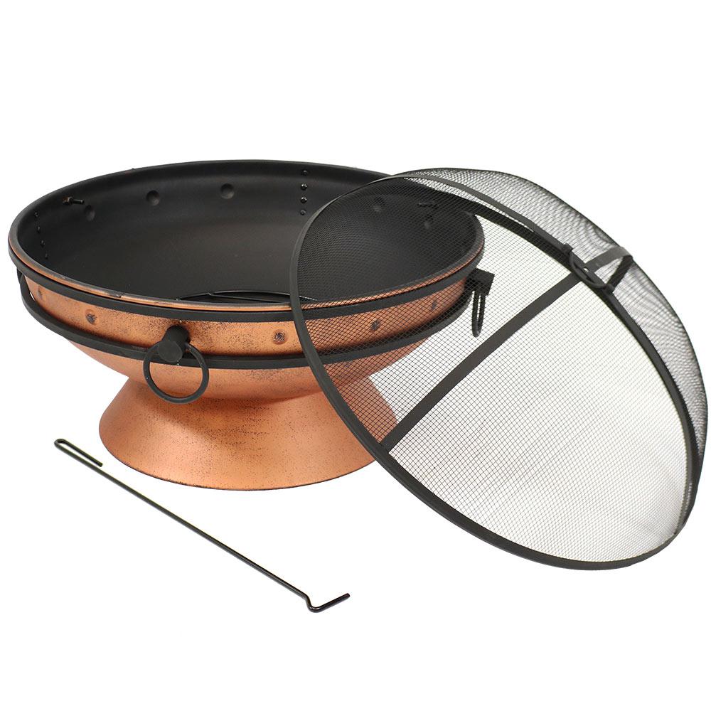 Sunnydaze Decor 30 in. Copper Royal Cauldron Fire Pit with Handles and