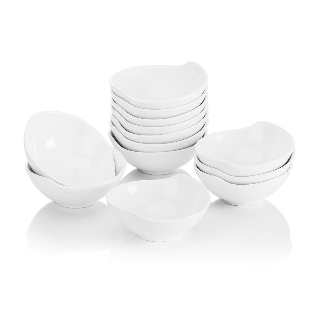 MALACASA 4.3 in. White Ceramic Ramekins Souffle Dishes Serving Bowls