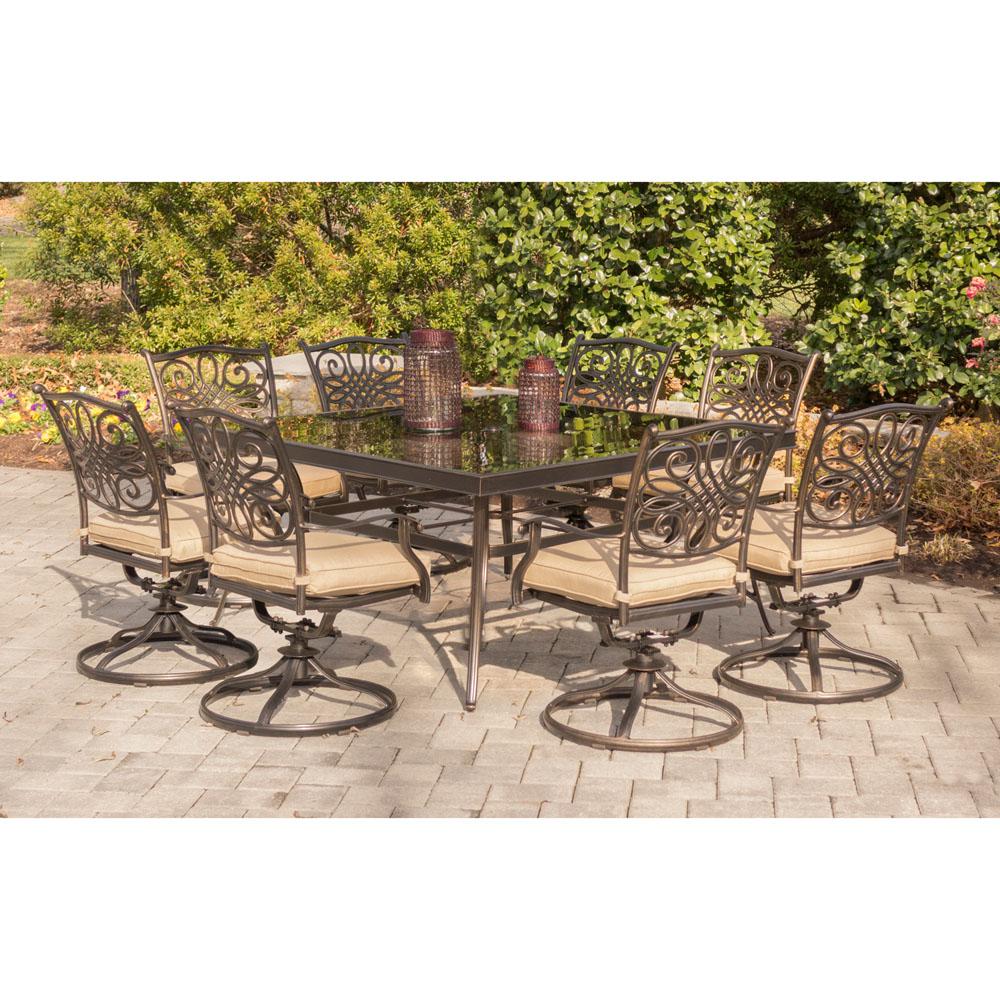 Hanover Traditions 9Piece Aluminum Outdoor Dining Set with Square