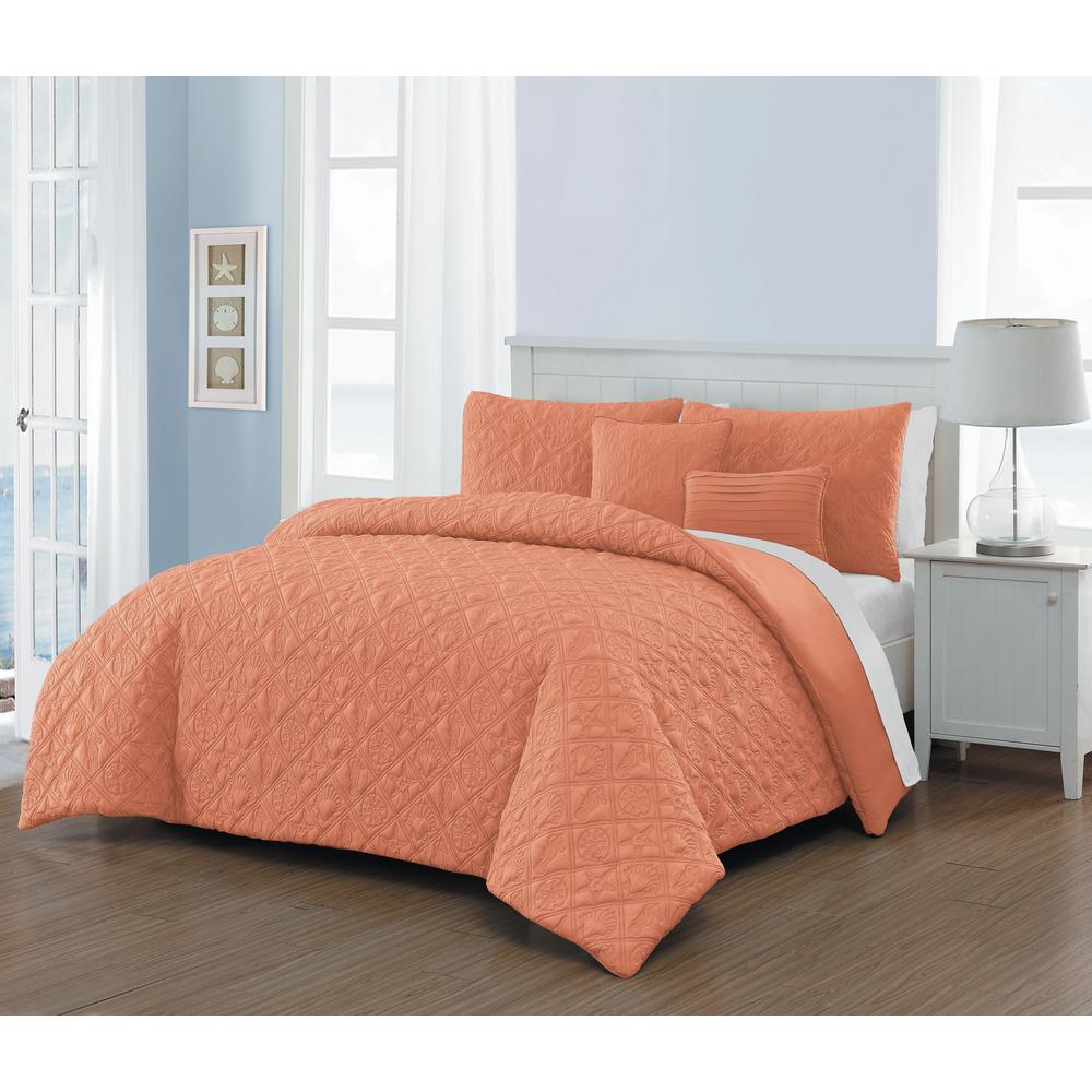 Avondale Manor Del Ray 9 Piece Coral White King Comforter Set Dlr9cskingghcw The Home Depot