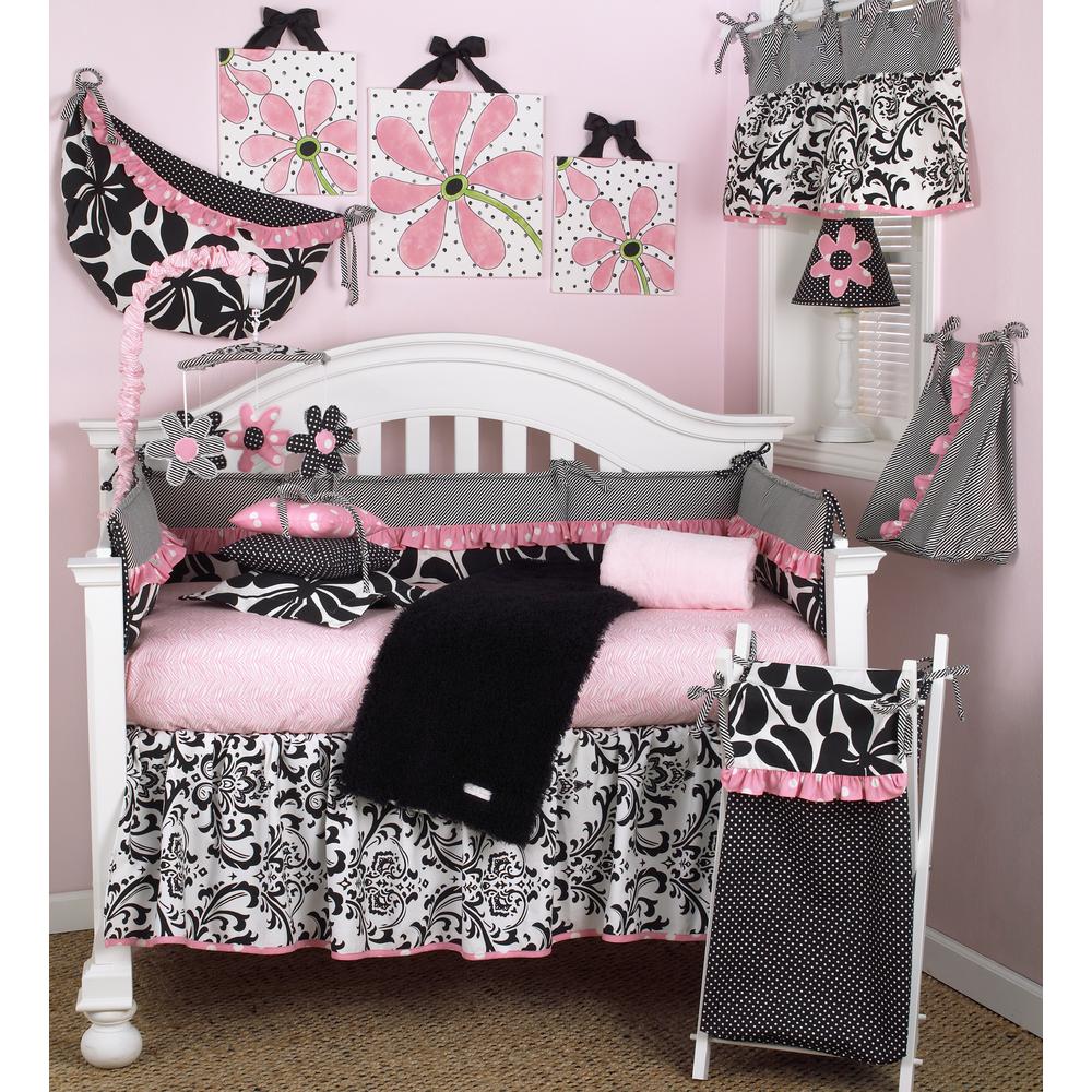 black floral crib sheet