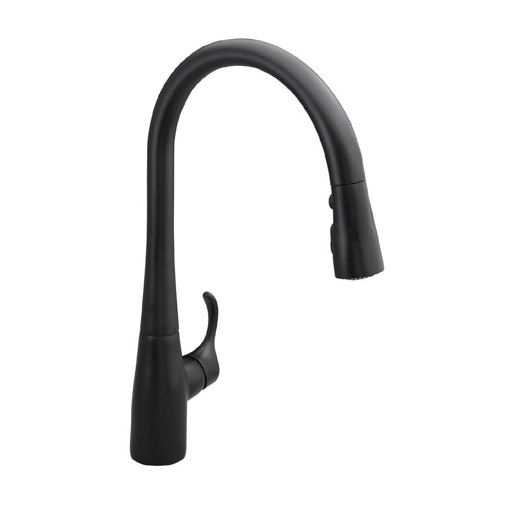 Kohler K-596-BL Matte Black Simplice Simplice Pullout Spray High Arch