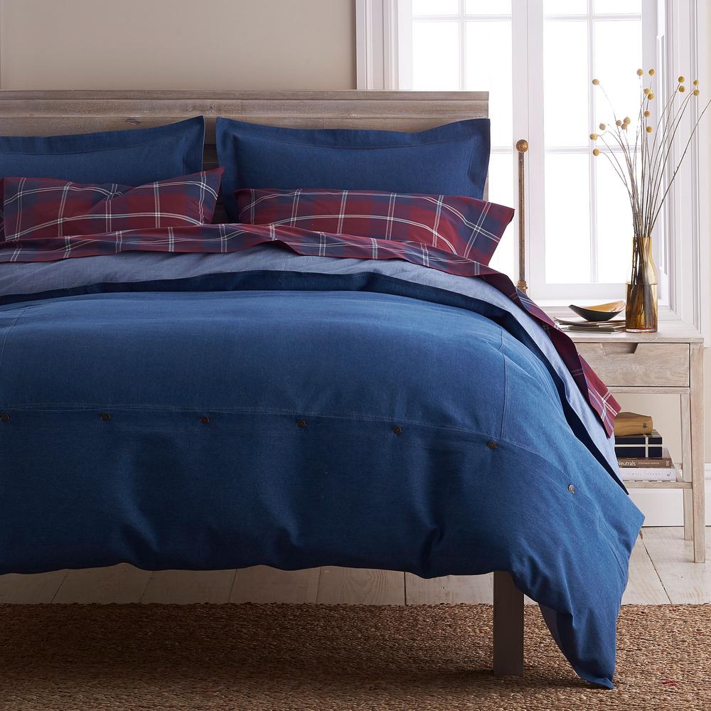The Company Store Denim Solid Cotton Twin Duvet Cover In Denim
