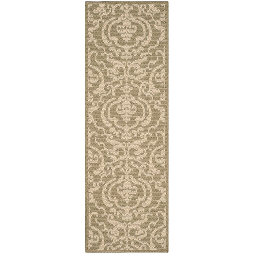 Safavieh Courtyard Olive/Natural 2 ft. x 7 ft. Indoor/Outdoor Runner