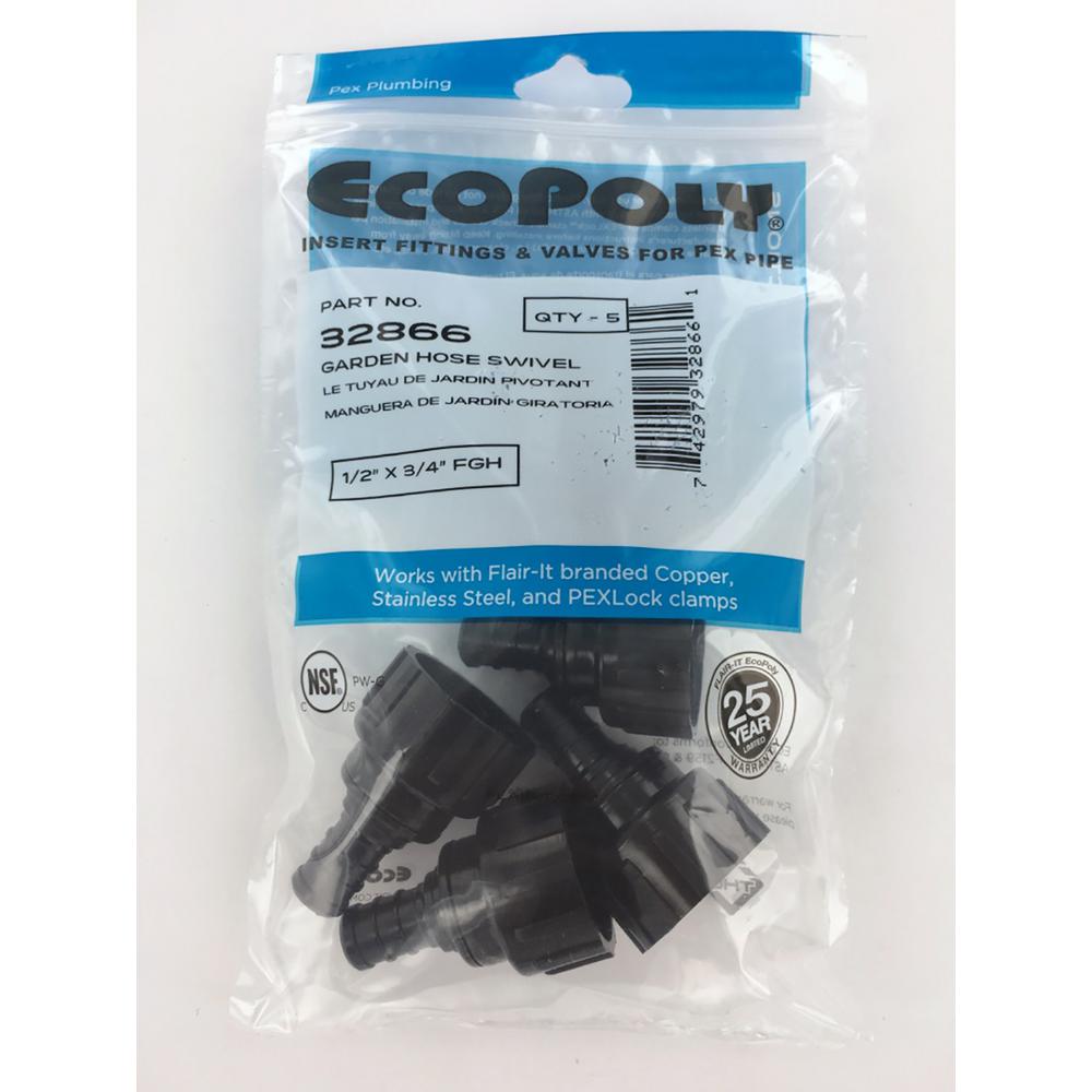 Ecopoly 1 2 In Plastic Pex Barb X 3 4 Female Garden Hose Swivel Adapter 5 Pack 32866 The Home Depot - 1 2 Inch Pex To Garden Hose Fitting Ecopoly 1 2 In Plastic Pex Barb X 3 4 Female Garden Hose Swivel Adapter 5 Pack 32866 The Home Depot - 1 2 Inch Pex To Garden Hose Fitting