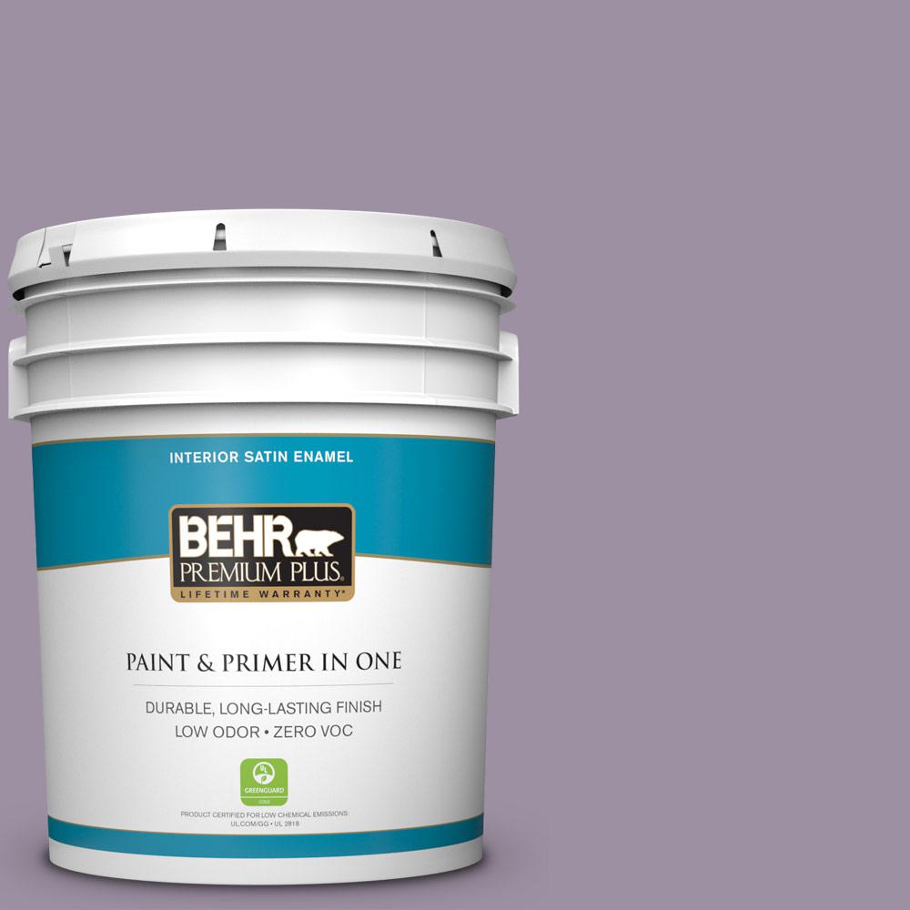 BEHR Premium Plus 5gal. 660F5 Amethyst Phlox Zero VOC Satin Enamel Interior Paint740005