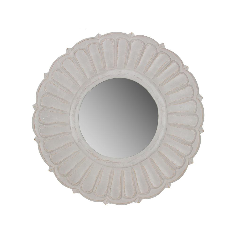 UPC 000337866386 product image for Fetco Round White Hefez Round Wooden Mirror | upcitemdb.com