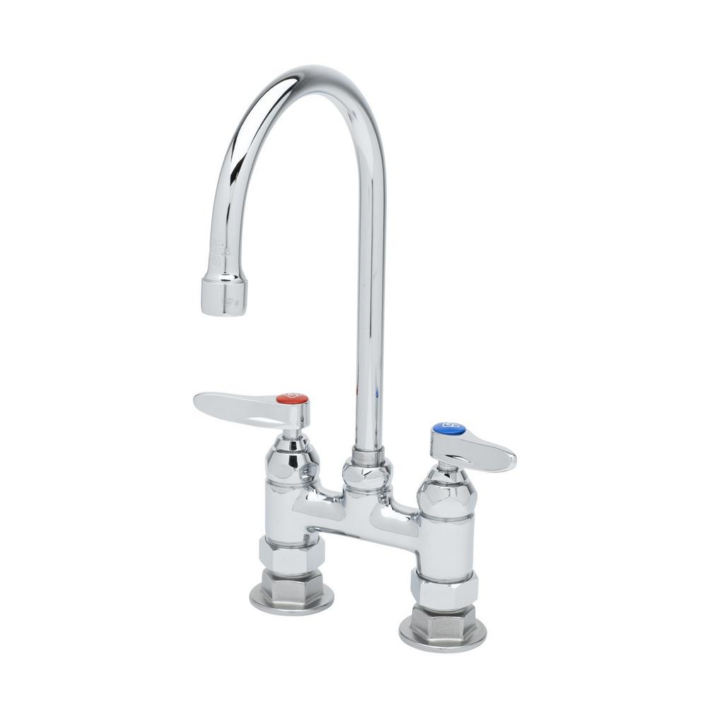 T S Brass Double Pantry 2 Handle Standard Kitchen Faucet With Rigid Or Swivel Gooseneck In Chrome