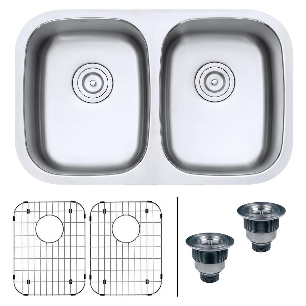 Ruvati 50 Undermount 16 Gauge Stainless Steel 29 In Double Bowl Ruvati 50 Undermount 16 Gauge Stainless Steel 29 In Double Bowl Kitchen