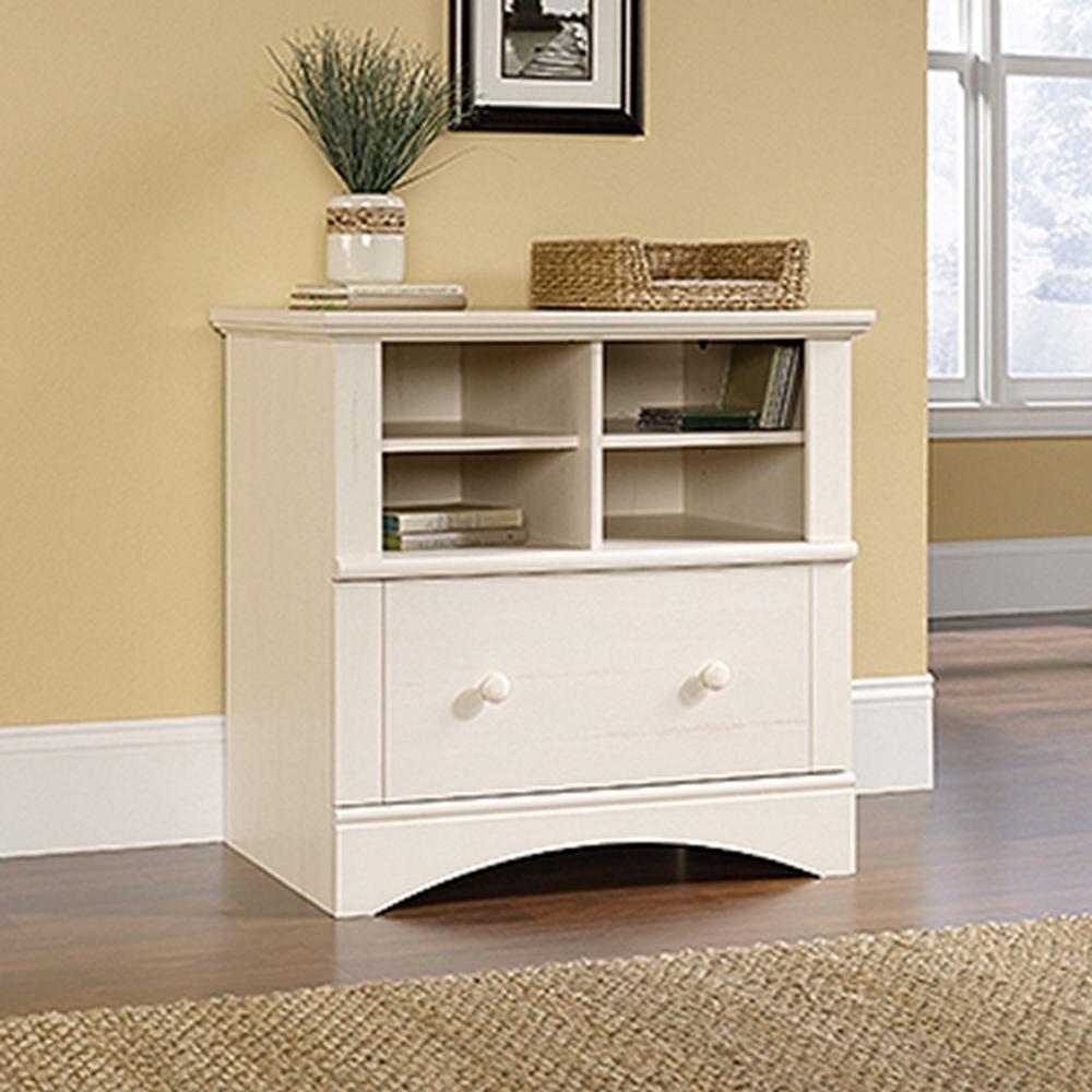 SAUDER Harbor View Antiqued White File Cabinet-158002 ...