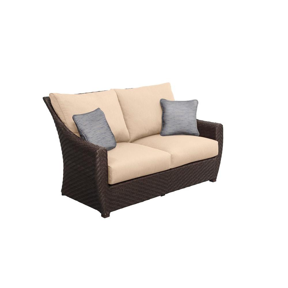 Brown Jordan Highland Patio Loveseat with Harvest Cushions and Congo