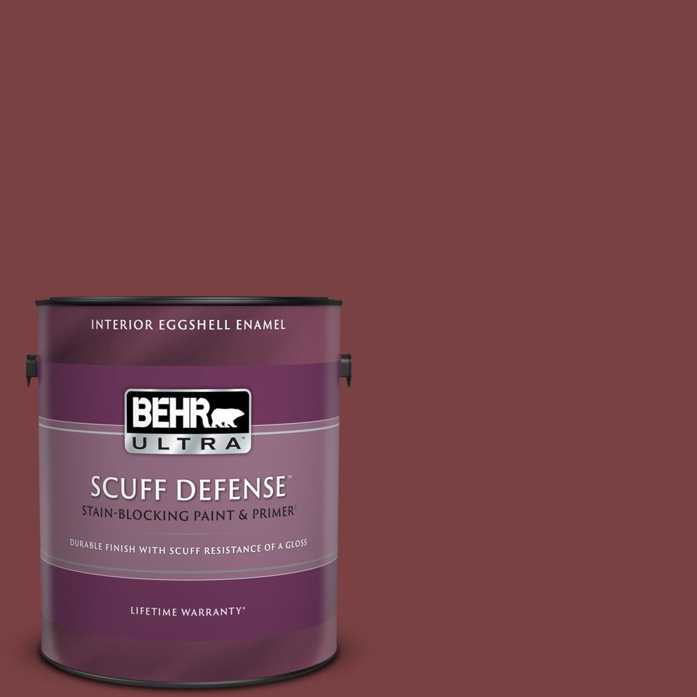 Behr Ultra 1 Gal Pmd 43 Velvety Merlot Extra Durable Eggshell Enamel Interior Paint Primer The Home Depot