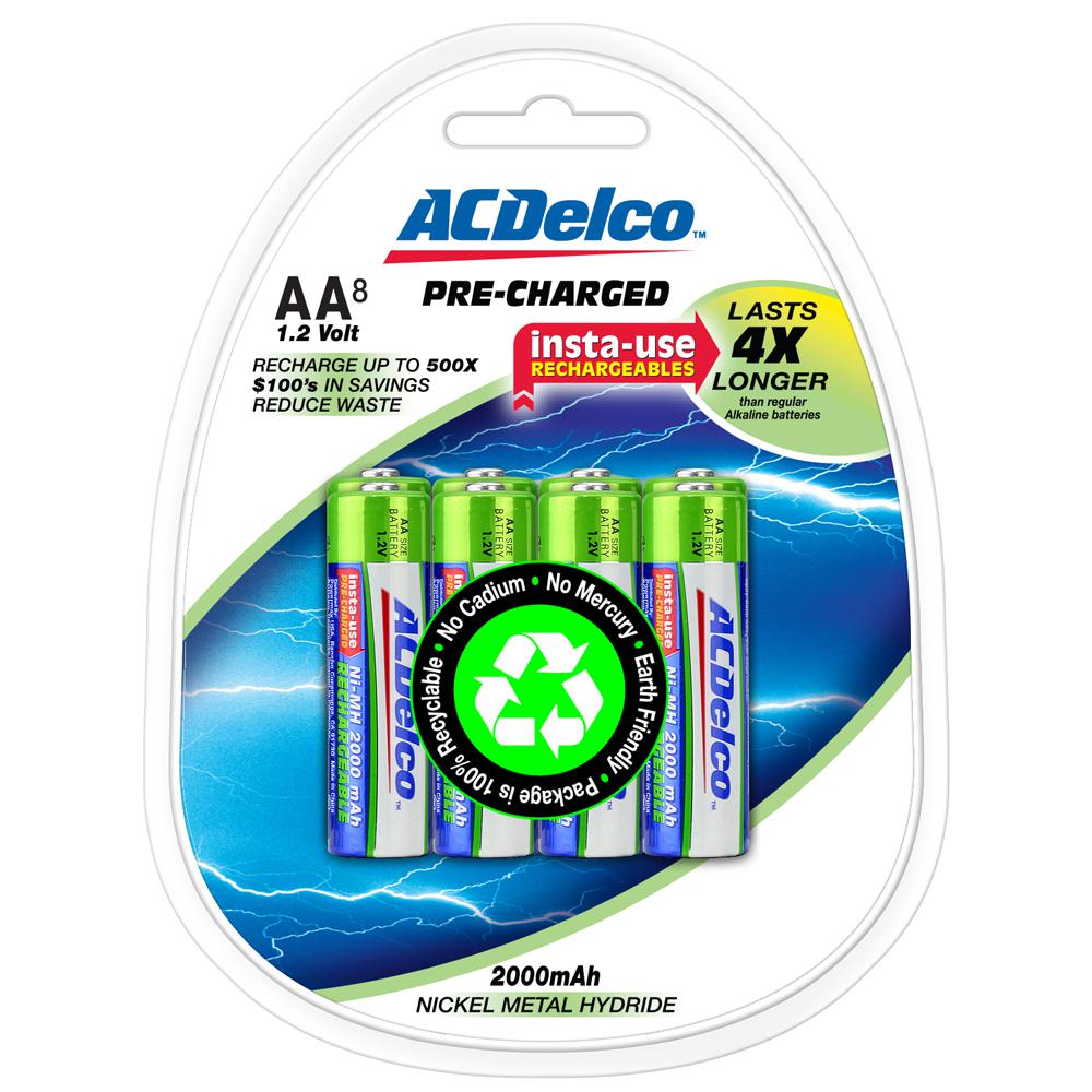 ACDelco 2000 mAh PreCharged Rechargeable NiMH AA Battery (8Pack