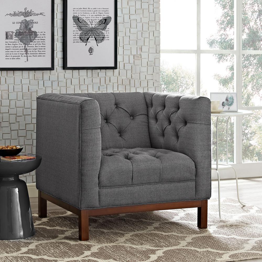 MODWAY Sheer Light Gray Upholstered Fabric ArmchairEEI2142LGR The