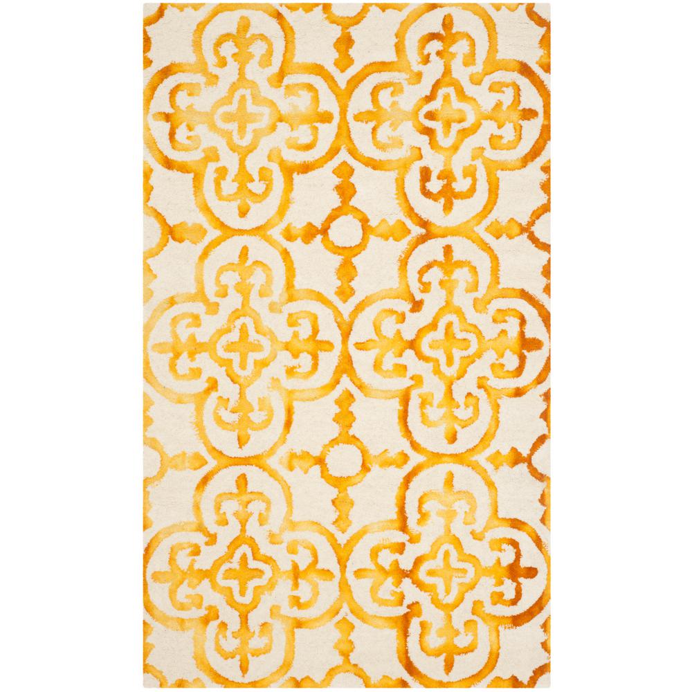 Safavieh Gold Area Rugs The Home Depot Dip Dye Ivory Gold 3 Ft X 5 Area Rug