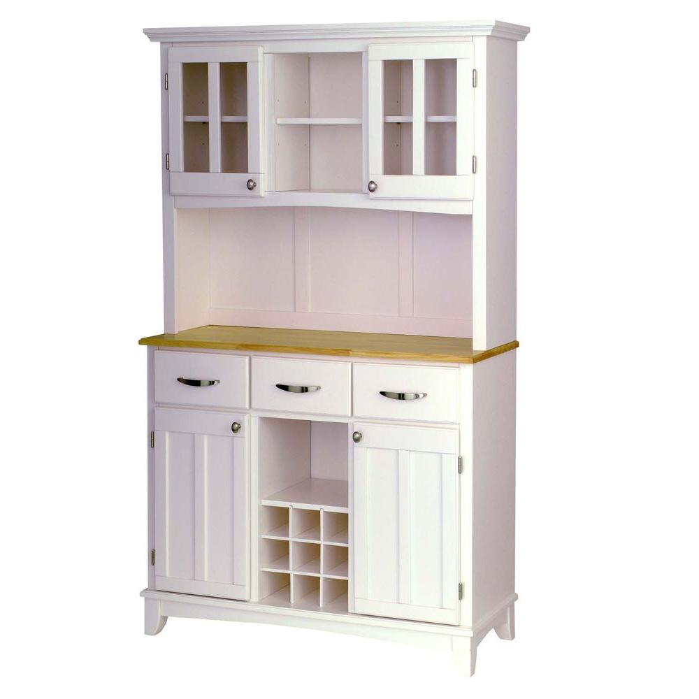 Home Styles Sideboard Buffet Servers with Wood Top and Hutch White: Traditional Painted Hardwood Cabinet, 6 Shelves, 3 Drawers