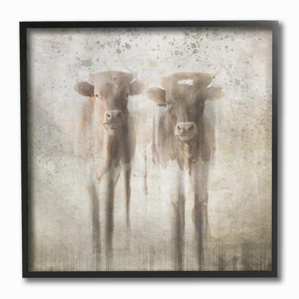 12 In X Washed Out Distressed Surface Rustic Calf Pair By Light Box Journal Framed Wall Art